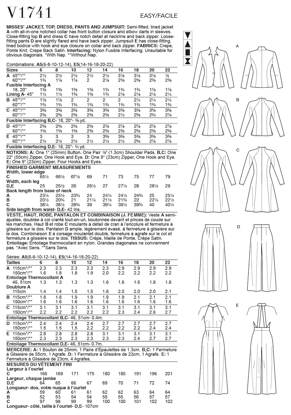 Vogue® Patterns Papierschnittmuster Damen - Kombination - V1741