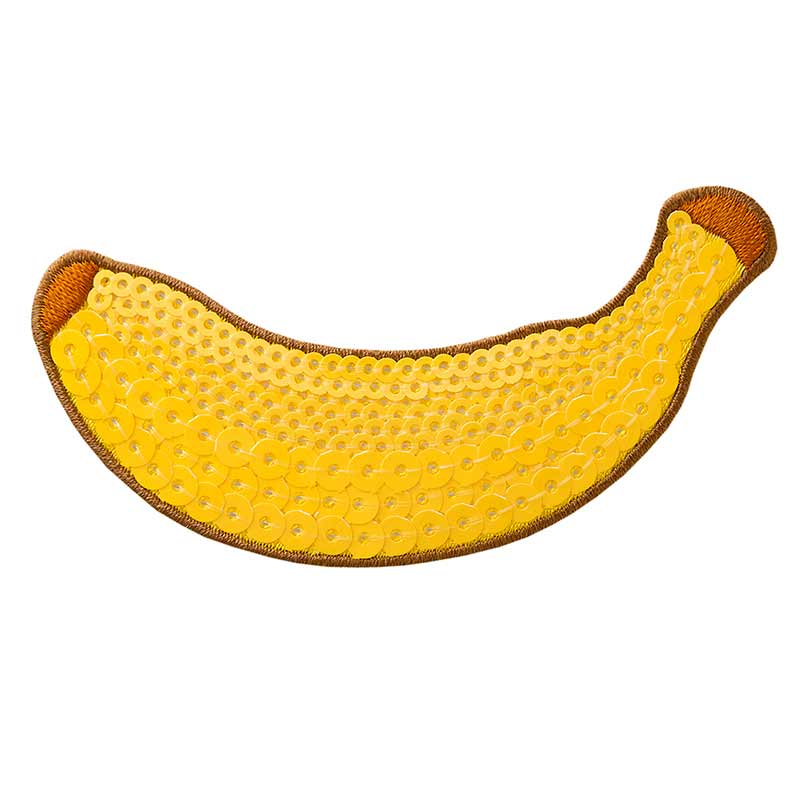 Applikation - aufbügelbar, Banane mit Pailletten, 4 x 9 cm, 1 Stück 