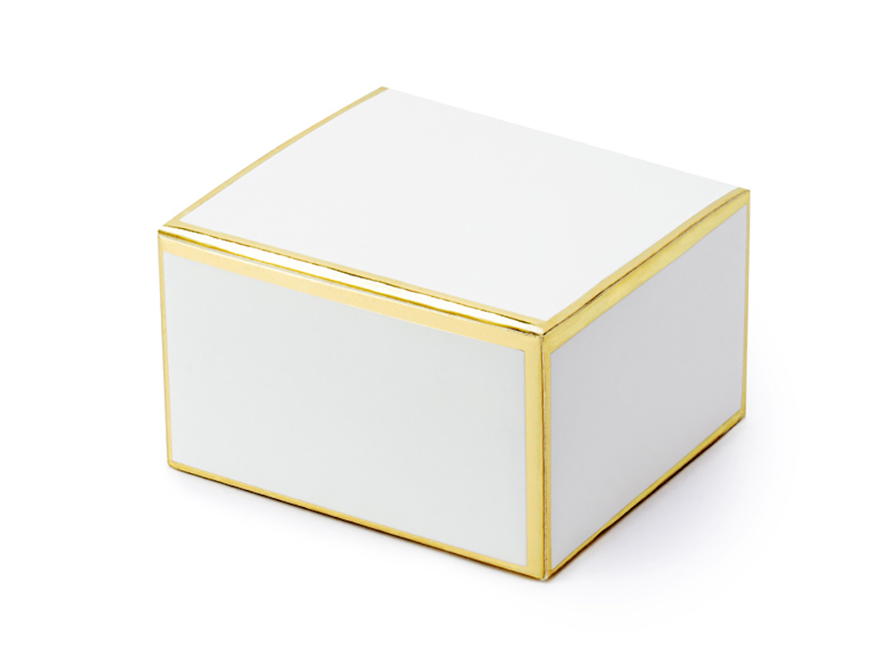 Schachteln rechteckig mit gold Rand, weiß, 6x3,5x5,5cm, 10 Stück