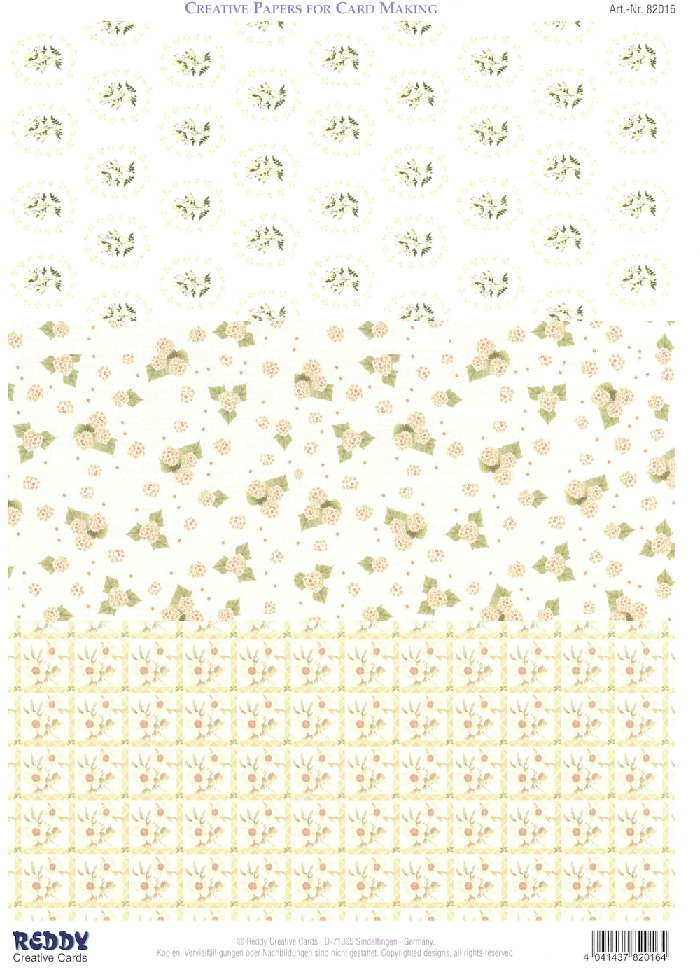 Hintergrund-Bogen für 3-D-Motive  Blüten grün/rot/beige