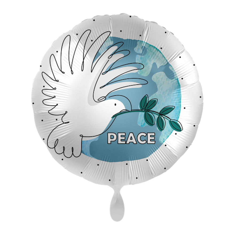 Folienballon rund - Peace on Earth Taube Erdkugel 