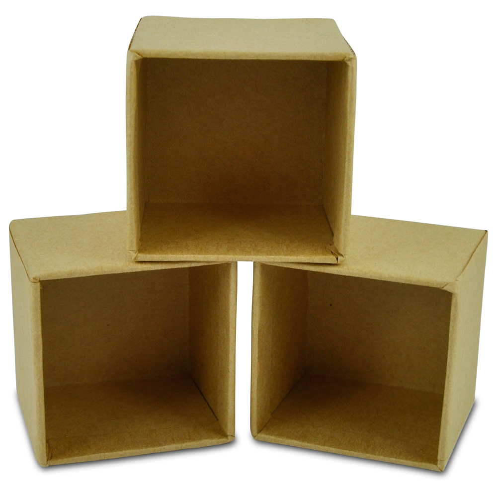 Pappschachtel quadrat, 3er Set im SB-Beutel, 52 x 52 x 45 mm