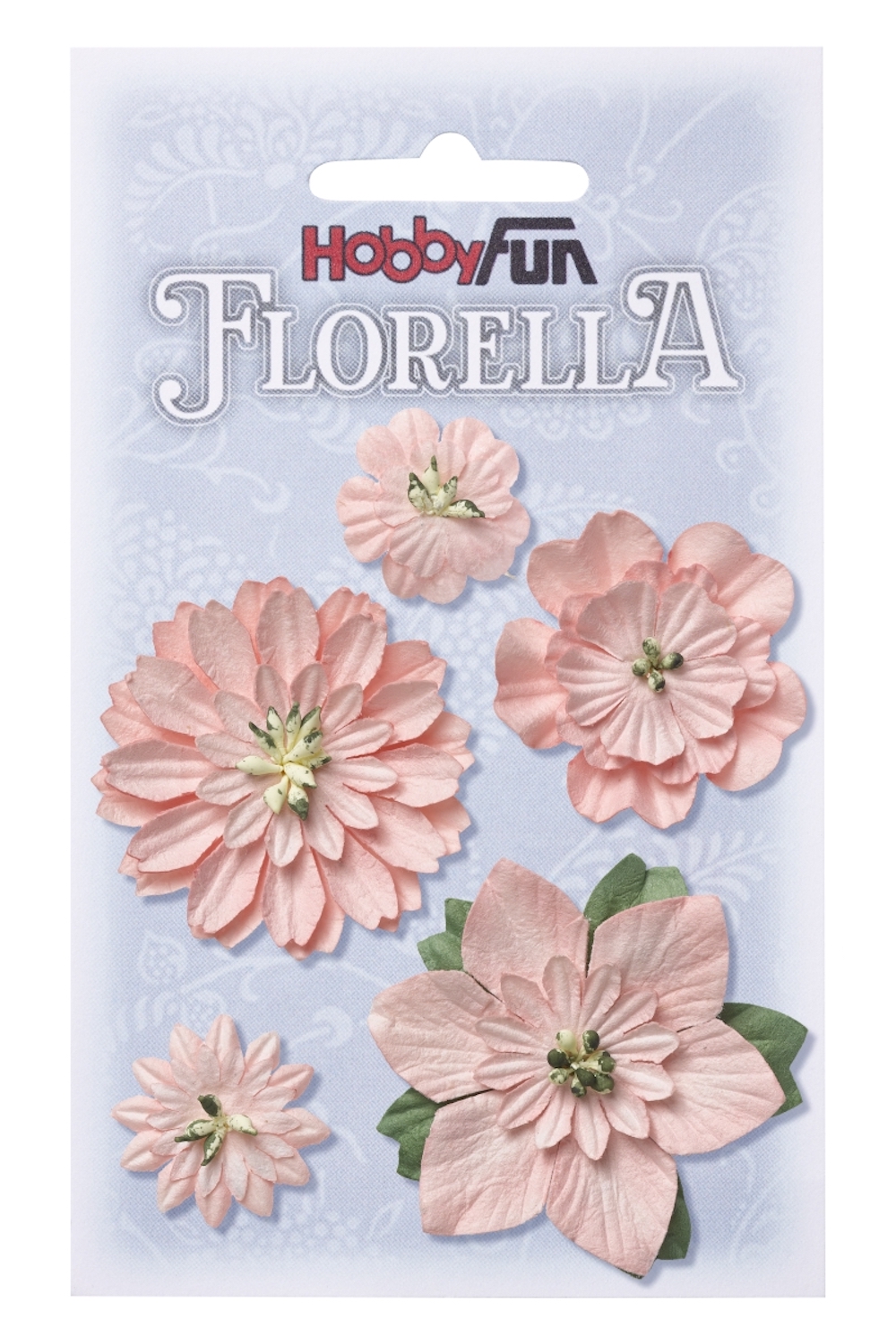 FLORELLA Blüten aus Maulbeer Papier 2 - 5 cm  zart-rosa, 5 Stck.