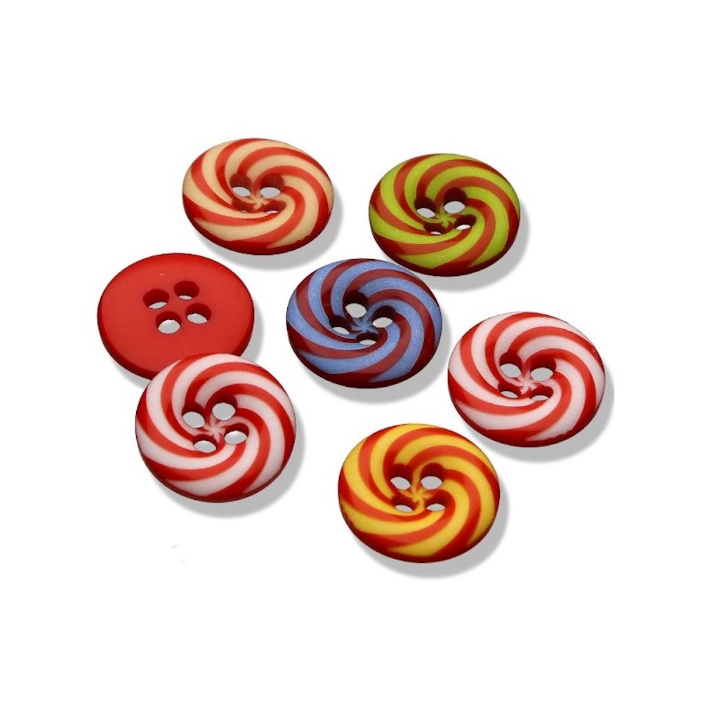 Kinderknopf, Lollipop, 4 Loch rot-grundig, 1 Stück