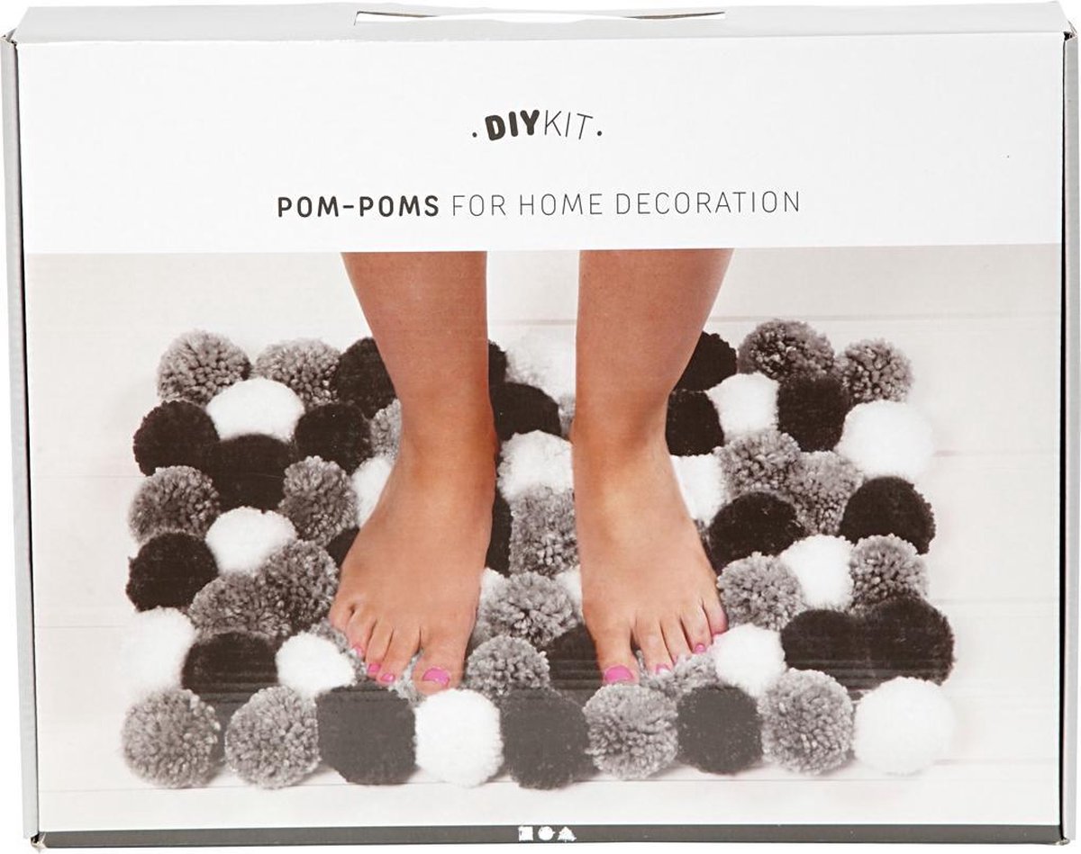 Pom-Poms for Home Decoration  weiß-grau-schwarz  1 Pckg.