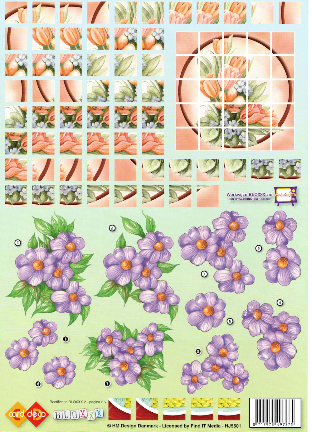 3D-Motivbogen zum Schneiden, Blumen/Tulpen Squares