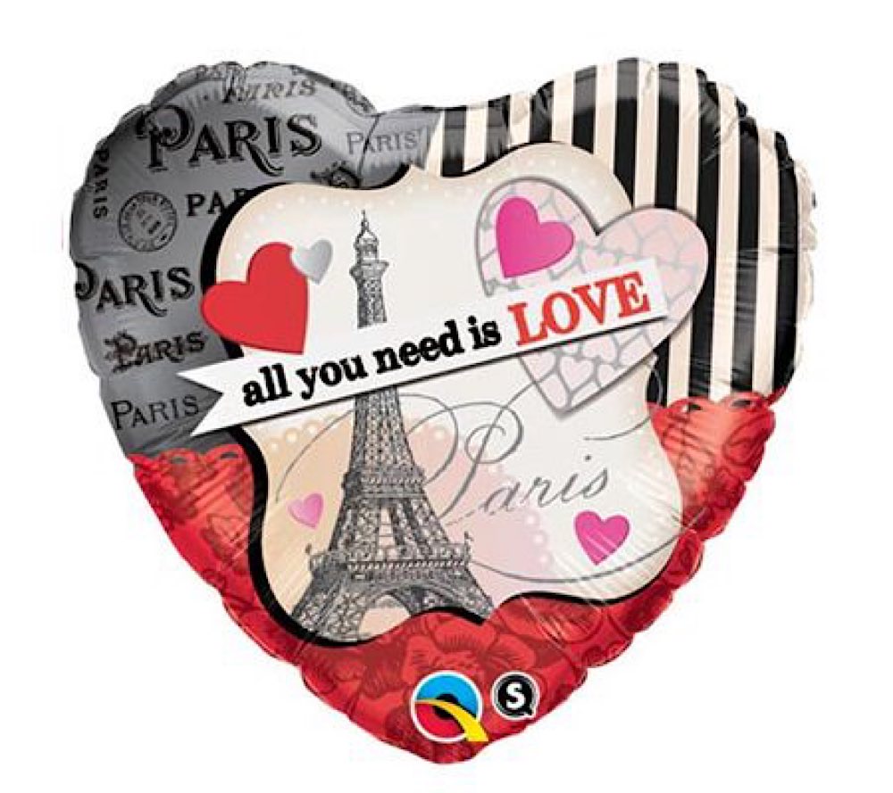 Folienballon Herz - All you need is Love Paris - 46cm