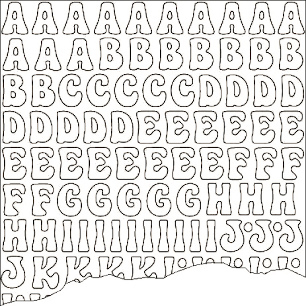 Konturensticker Sticker, Großbuchstaben verspielt, 10x23cm, 1 Bogen