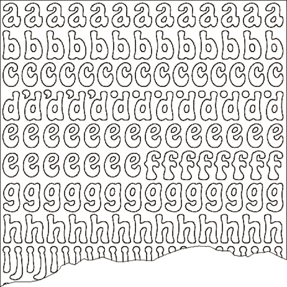 Konturensticker Sticker, Kleinbuchstaben, 10x23cm, 1 Bogen