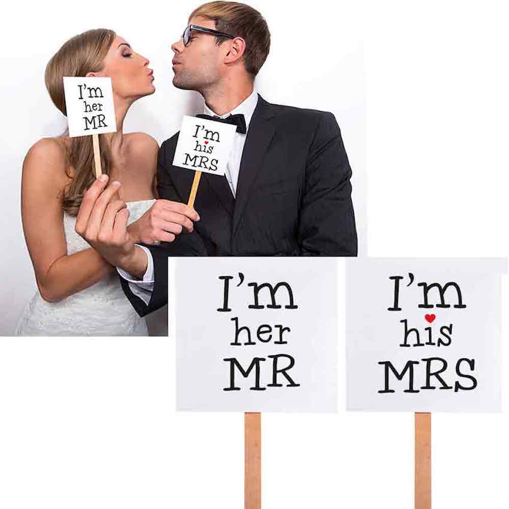 Photo Booth Set 2 tlg."I'm her Mr & I'm his Mrs" 
