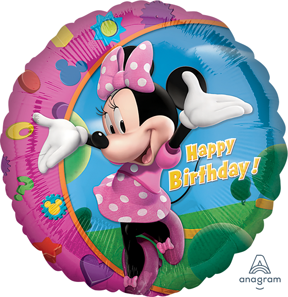 Folienballon rund - Minnie Happy Birthday - 43cm