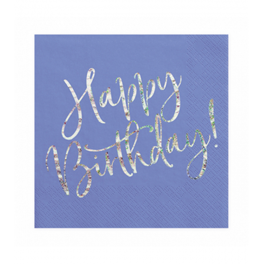 Servietten Happy Birthday, blau, 33x33cm, 20 Stück 