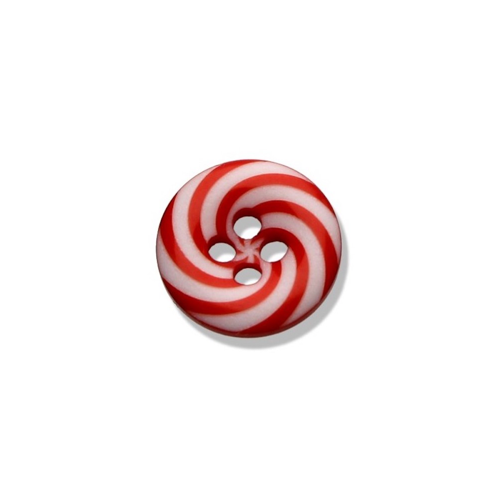Kinderknopf, Lollipop, 4 Loch rot-grundig, 1 Stück