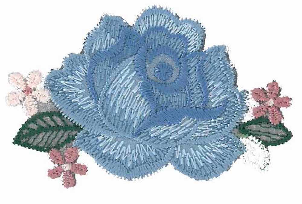 Applikation - aufbügelbar, Rose blau, 8x4,5cm, 1 Stück