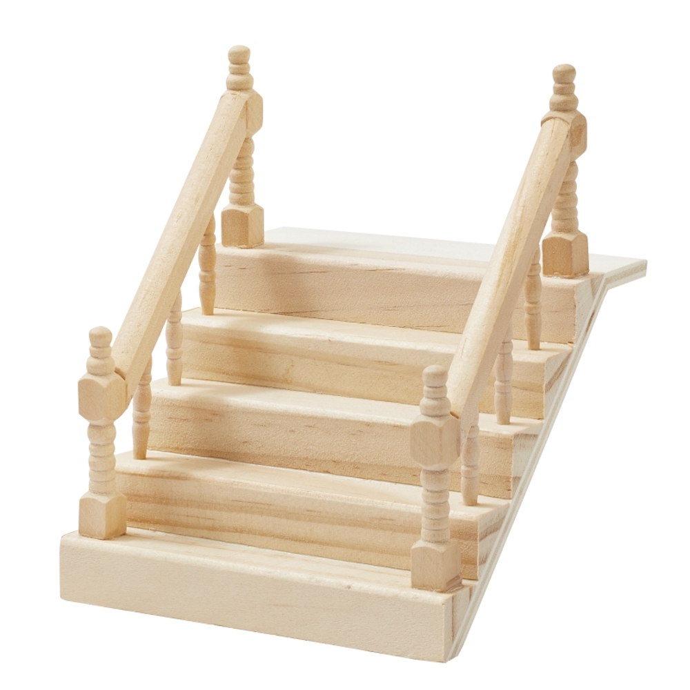 Wichteltür Treppe mit Handlauf, B:10,5cm, Holz