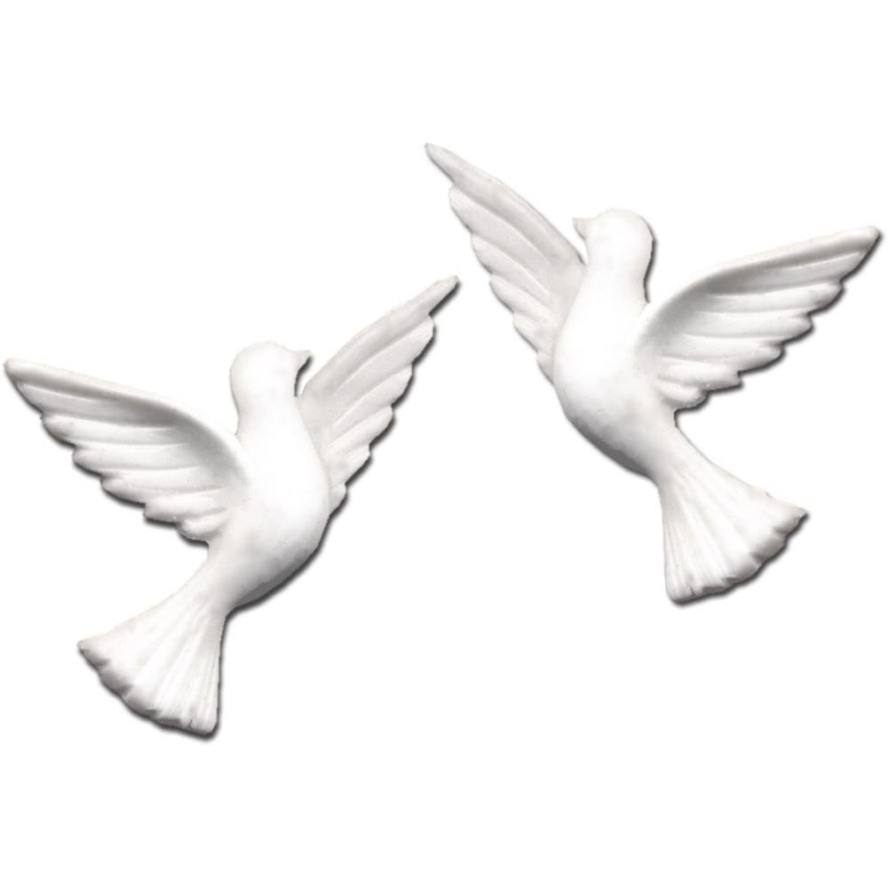 Wachs Taubenpaar, weiß, 43 x 35mm, 1 Paar