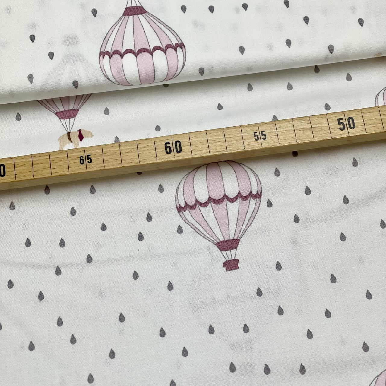 Baumwollstoff Little Friends Heißluftballons rosa - Meterware (10cm)