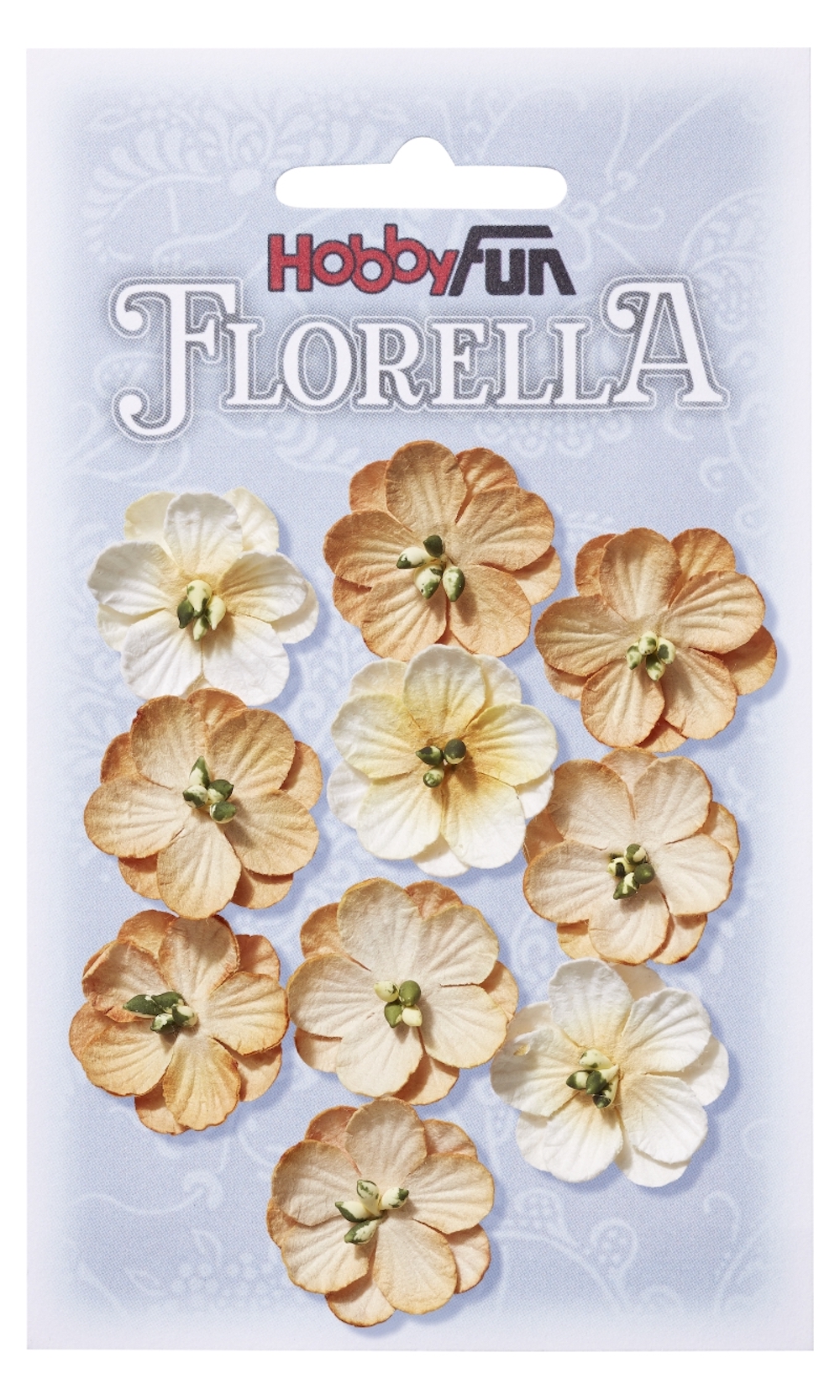 FLORELLA-Blüten aus Maulbeer-Papier, 2,5 cm, beige, Btl. à 10 St. 