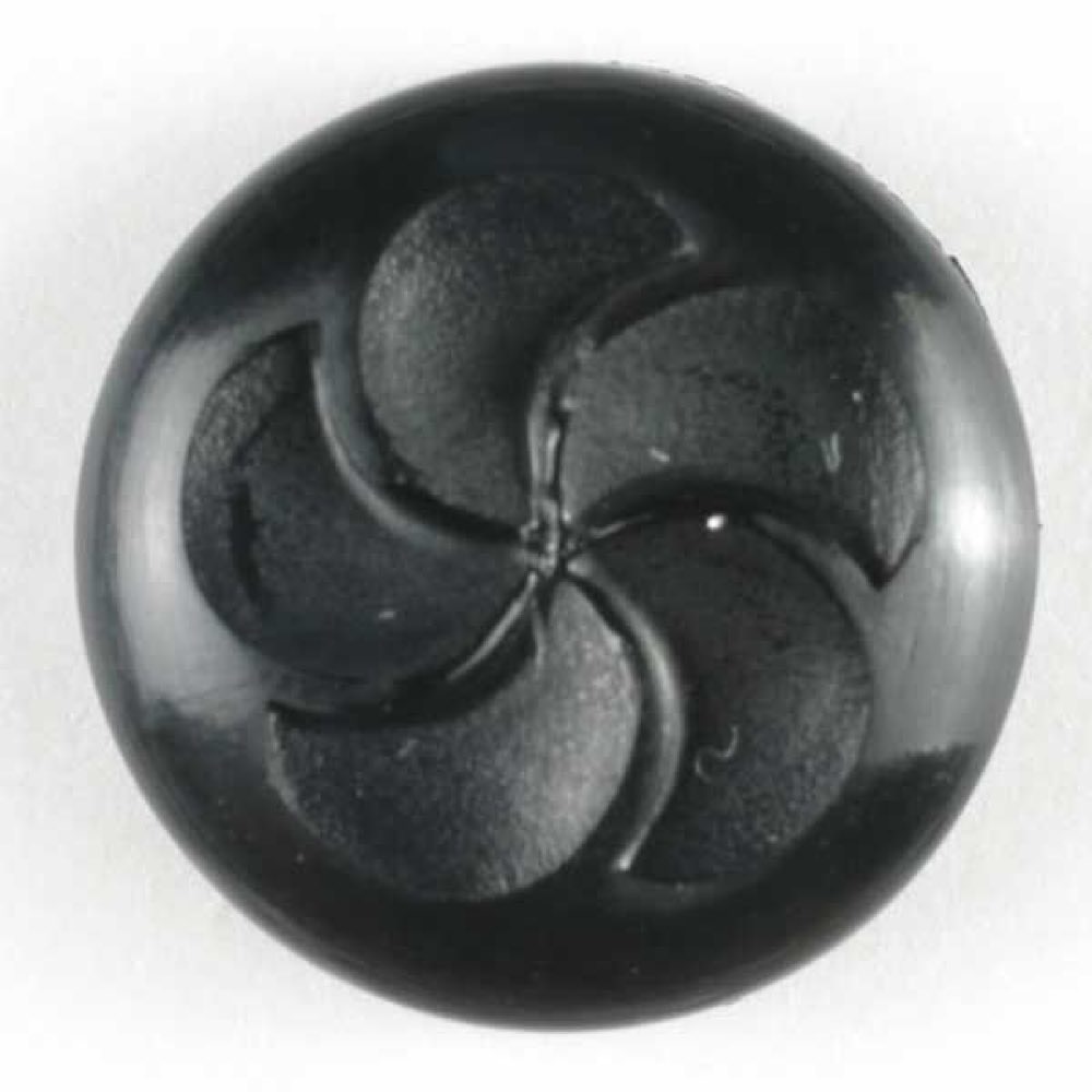 Modeknopf mit Windradgravur und Öse - Größe: 13mm - Farbe: schwarz, 1 Stück