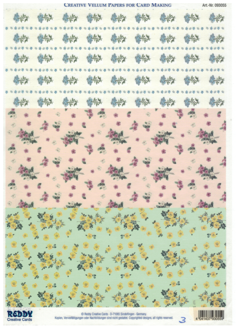 Hintergrund-Bogen für 3-D-Motive  Blüten gelb/pink/blau transparent