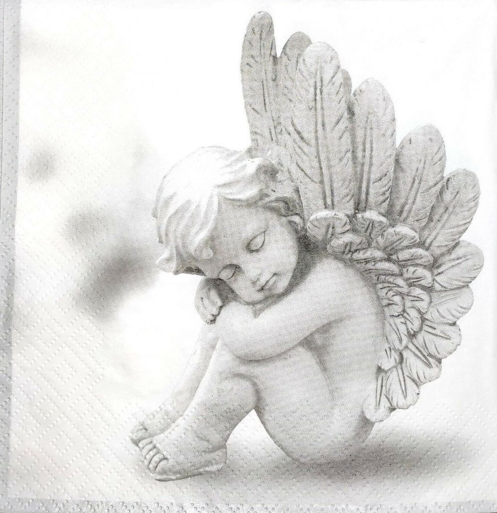 20 Servietten - Dreaming Angel grey - 33x33cm - 3-lagig   