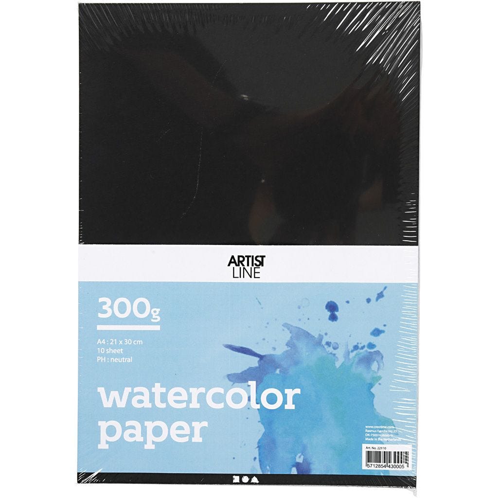 Aquarellpapier, 300 g schwarz  10 Blatt