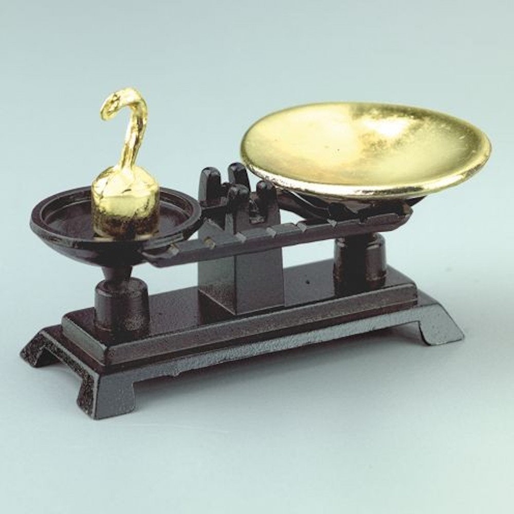 Miniatur, Küchenwaage, 4,5 x 2 cm, 3 - teilig, schwarz/gold