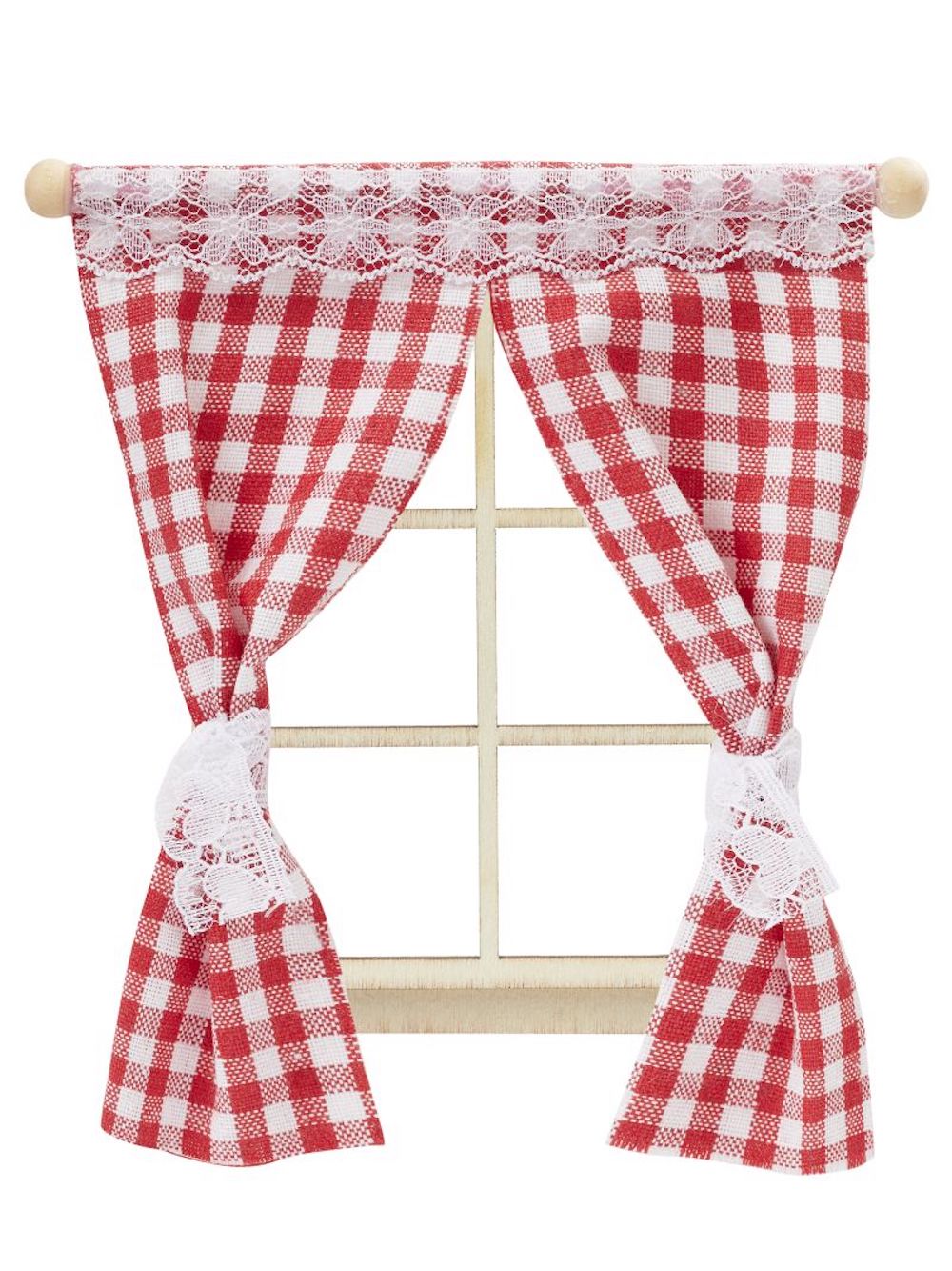 Miniatur Vorhang rot-weiß, 11,5cm x 12cm 