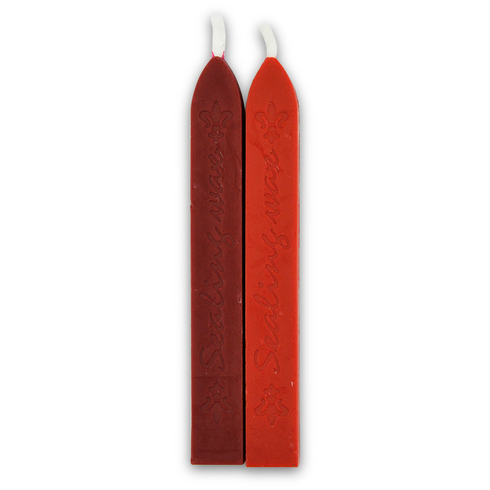 Siegelwachs, 2 Stück, weinrot und rot, 1x1x9cm 