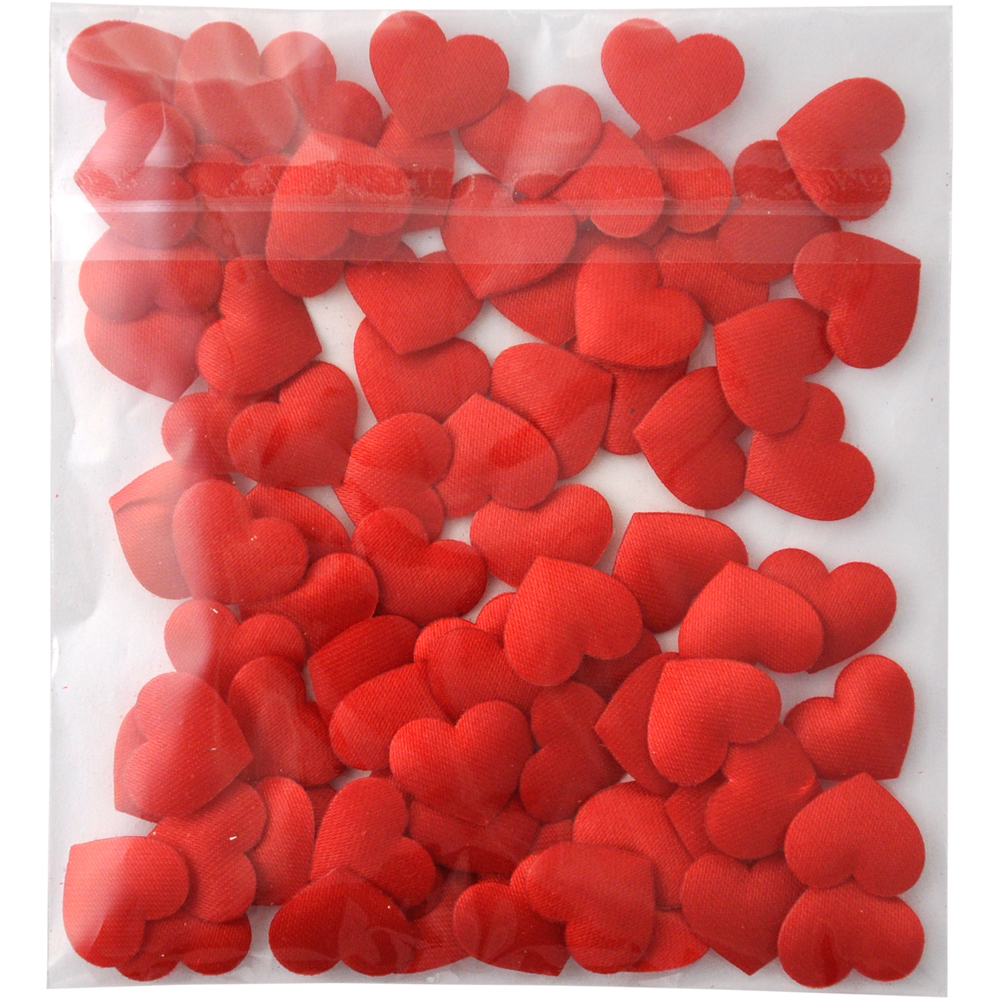 Satinstreuteile Herzen rot klein, 75 Stück, 13mm