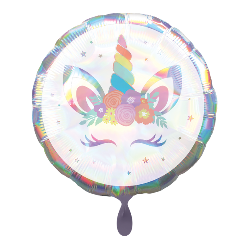 Folienballon rund - Einhorn irisierend