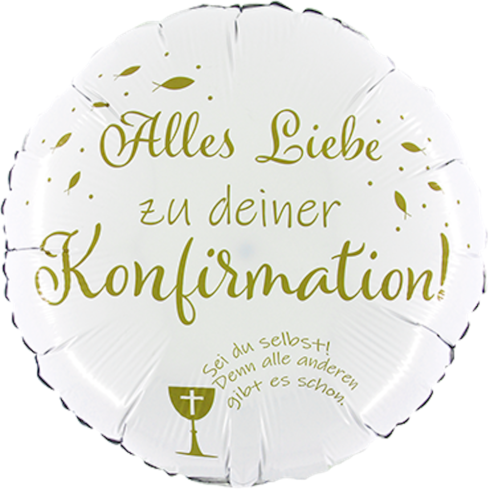 Folienballon "Alles Liebe zu deiner Konfirmation"  weiß/gold 43cm