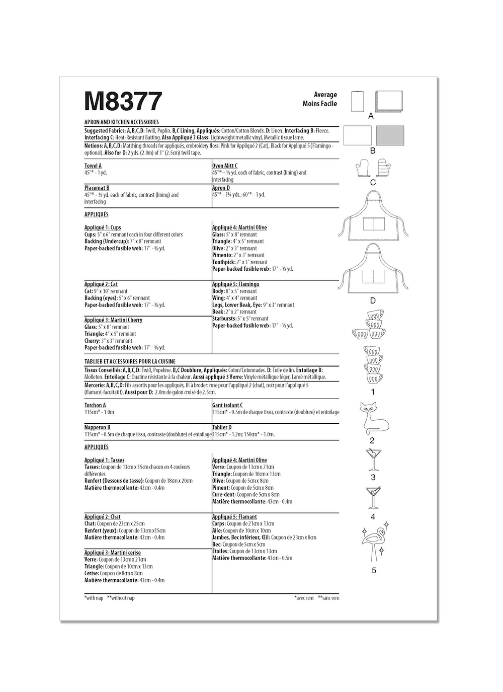 McCall's® Papierschnittmuster Küchenutensilien & Schürze mit Applikationen M8377 OS(One Size)