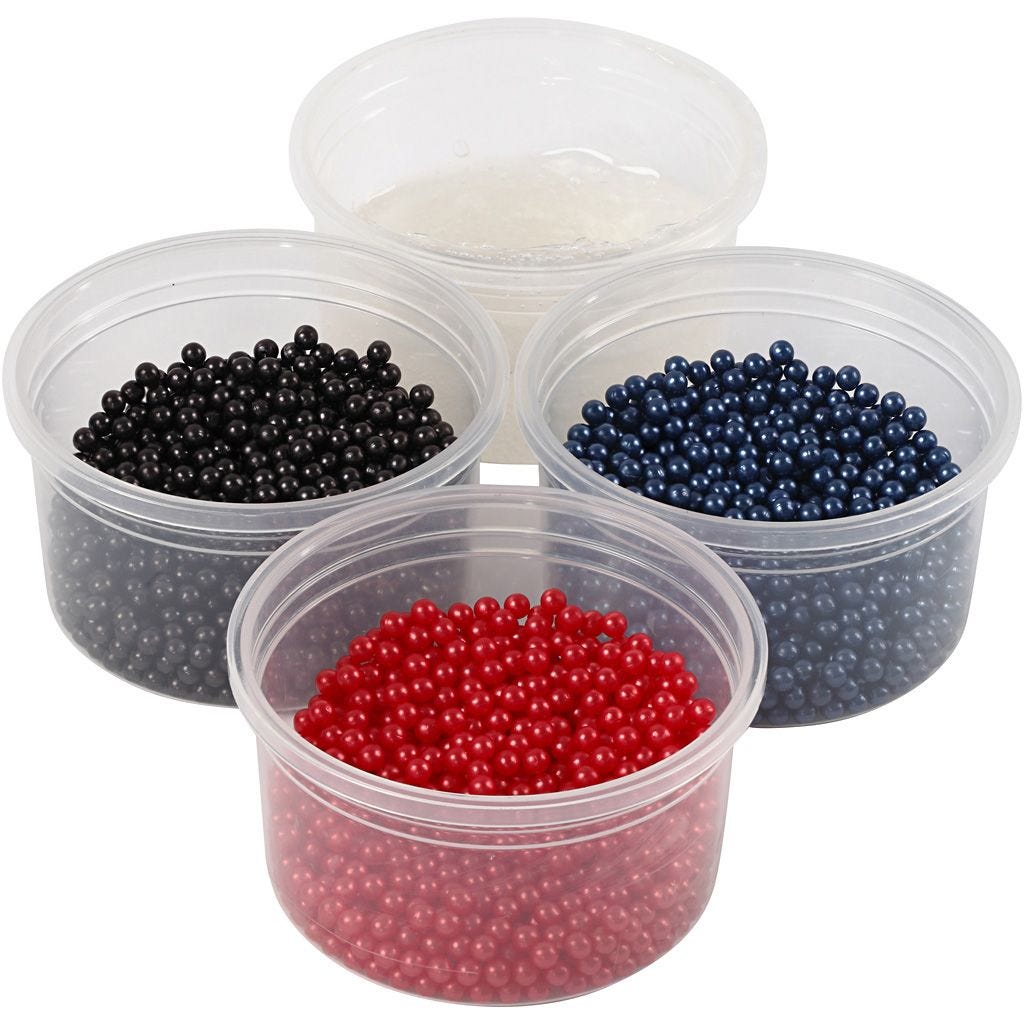 Pearl Clay® , Schwarz, Blau, Rot, 1 Set, 3x25+38 g