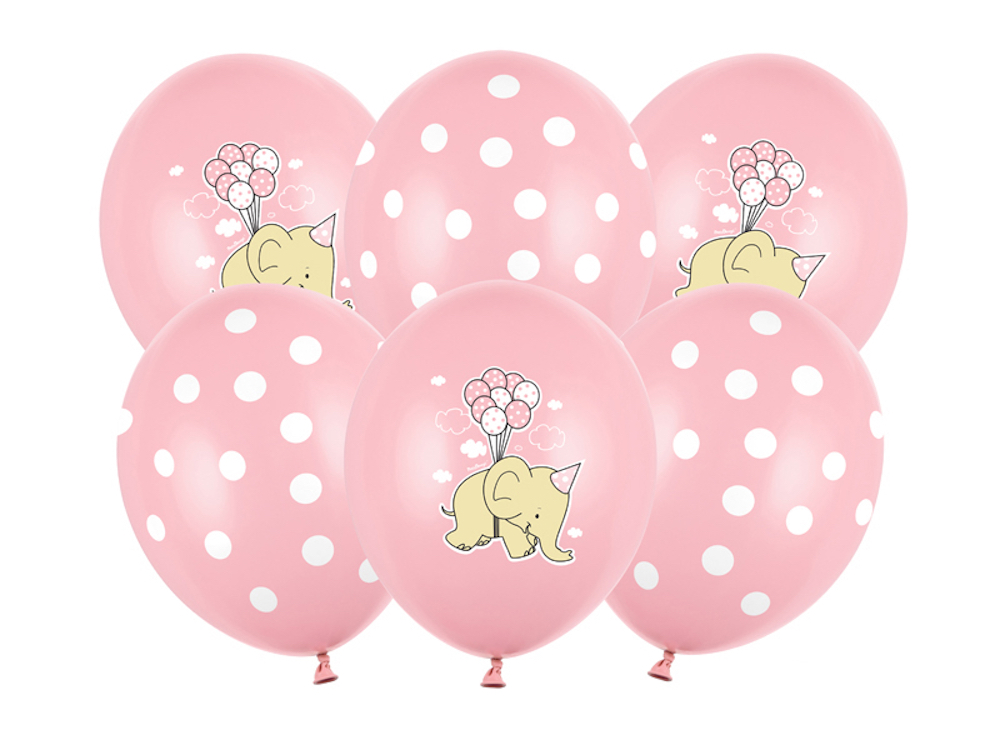 6 Latexballons - Baby Elefant rosa - 30cm