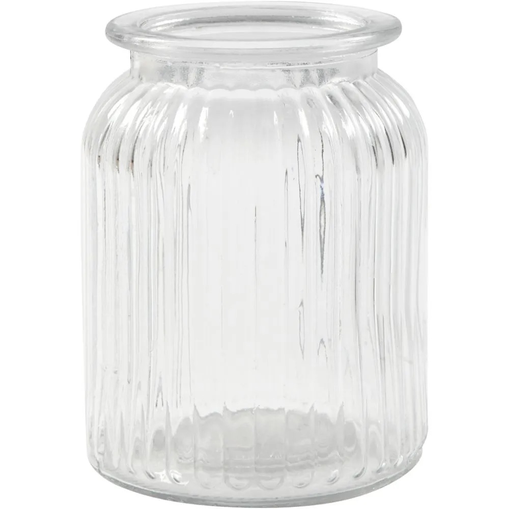 Glas Vase Glasgefäß, H 14,5 cm, D 11 cm, Lochgröße 7 cm  1 Stck. 