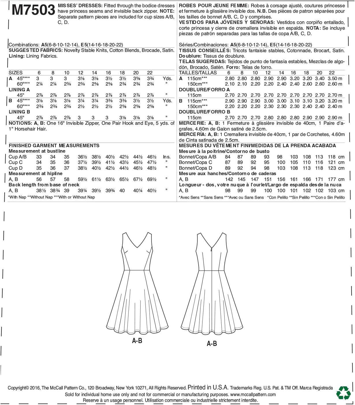McCall's® Papierschnittmuster Kleid Damen M7503