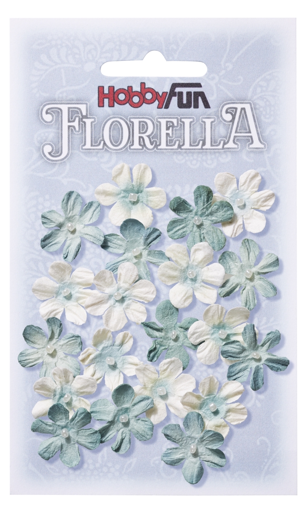 FLORELLA-Blüten aus Maulbeer-Papier, 2 cm, hellblau, Btl. à 20 St.