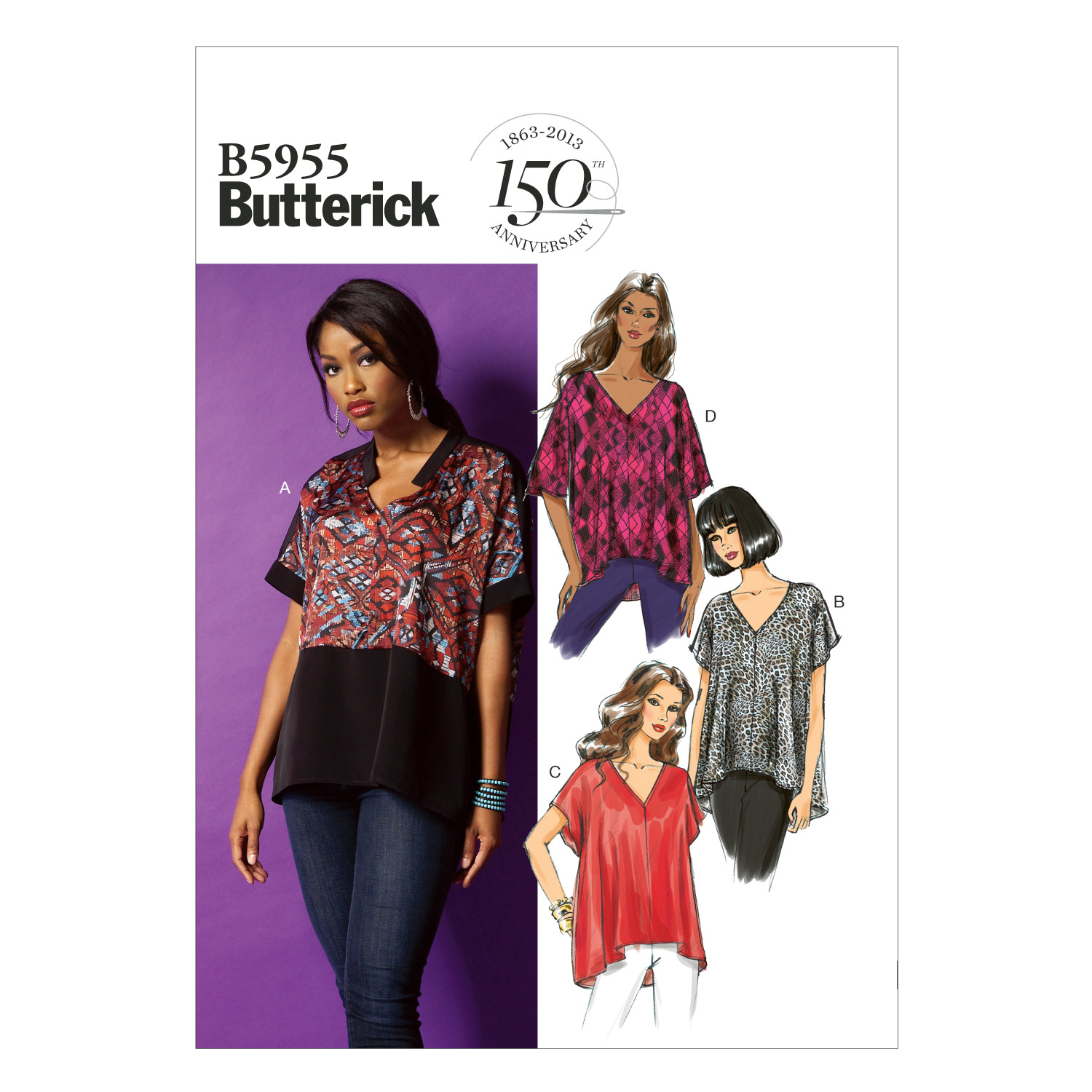 Butterick® Papierschnittmuster  Oberteil/Bluse kurzärmlig Damen B5955