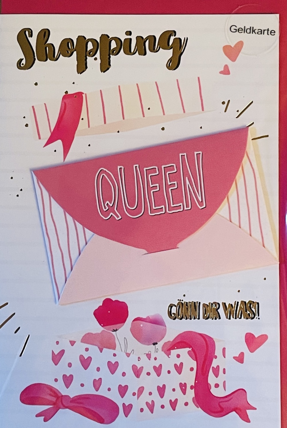 Geld-, Glückwunschkarte mit Umschlag  "Shopping Queen" Gönn Dir was!