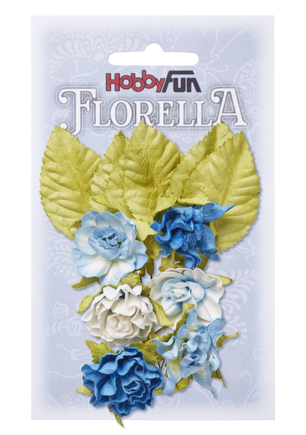 FLORELLA-Blüten & Blätter aus Maulbeer-Papier 3 cm, blau, Btl. à 6 St. 
