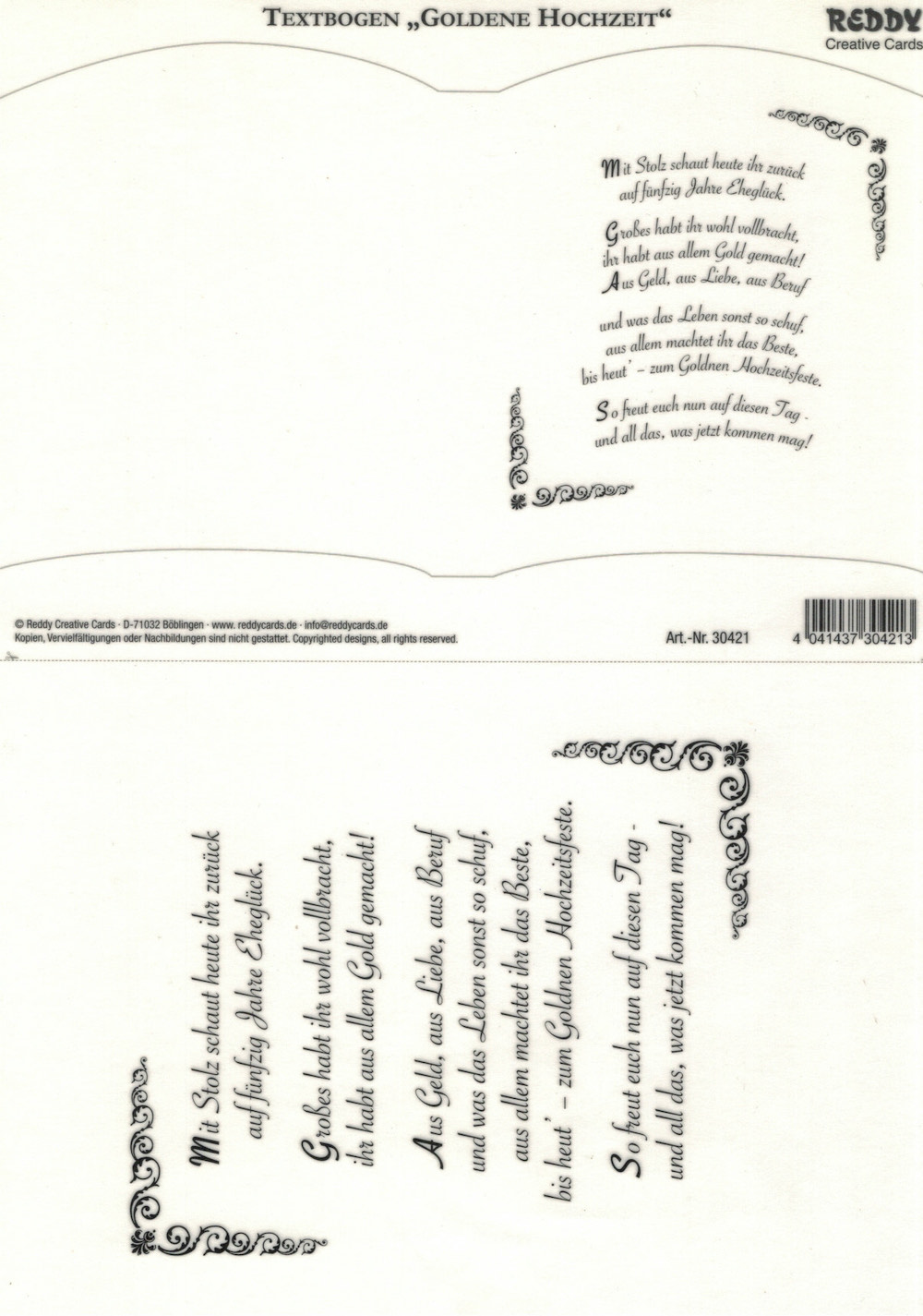 Textbogen "Goldene Hochzeit", Transparentpapier, A4, 1 Bogen