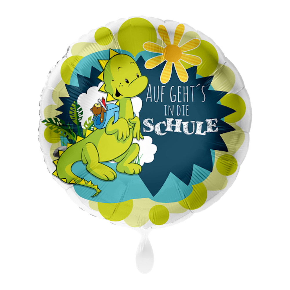 Folienballon Ballon - Drache Auf gehts in die Schule - 43 cm 