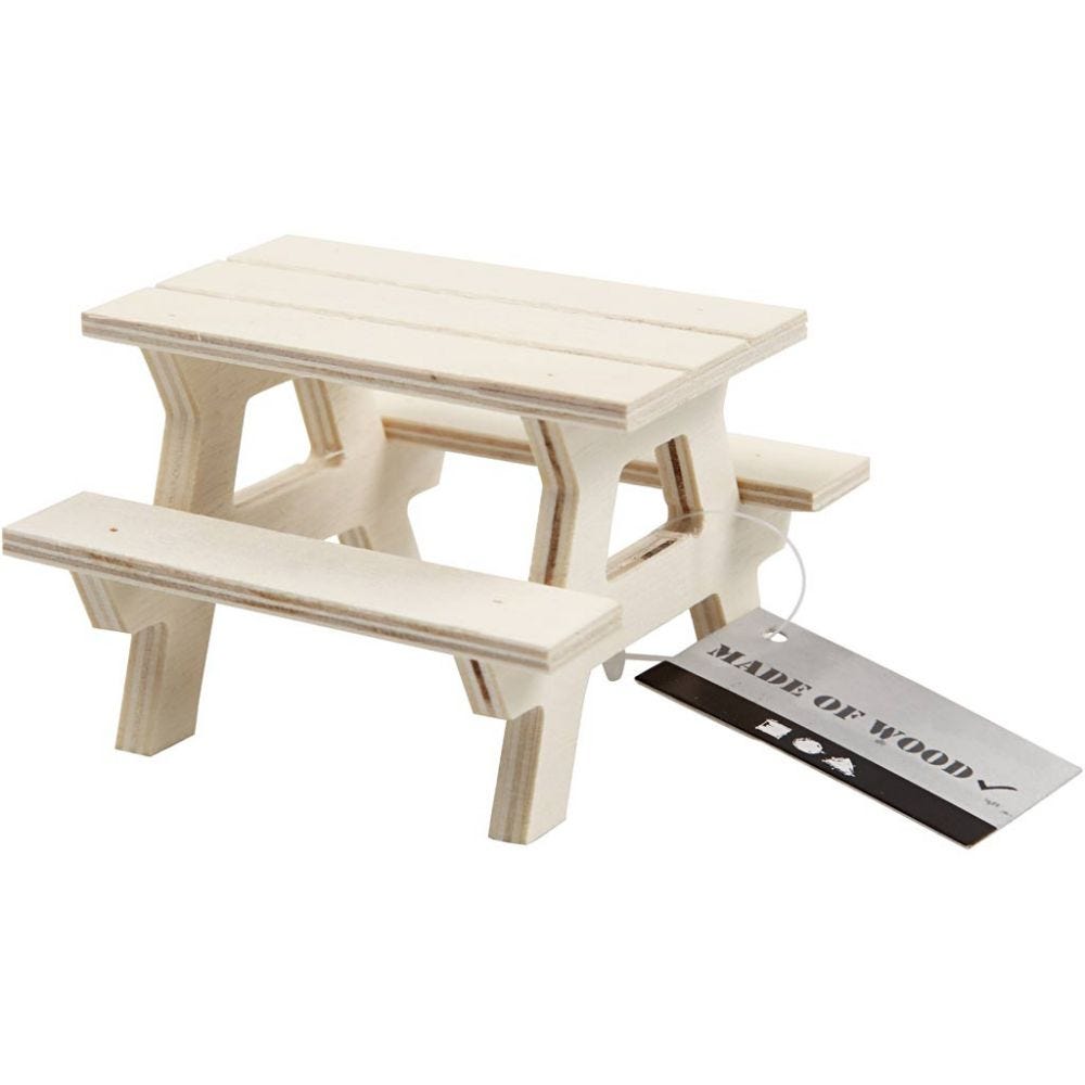 Picknick-Tisch mit Bank, H: 5,5 cm, L: 8 cm, 1 Stk.