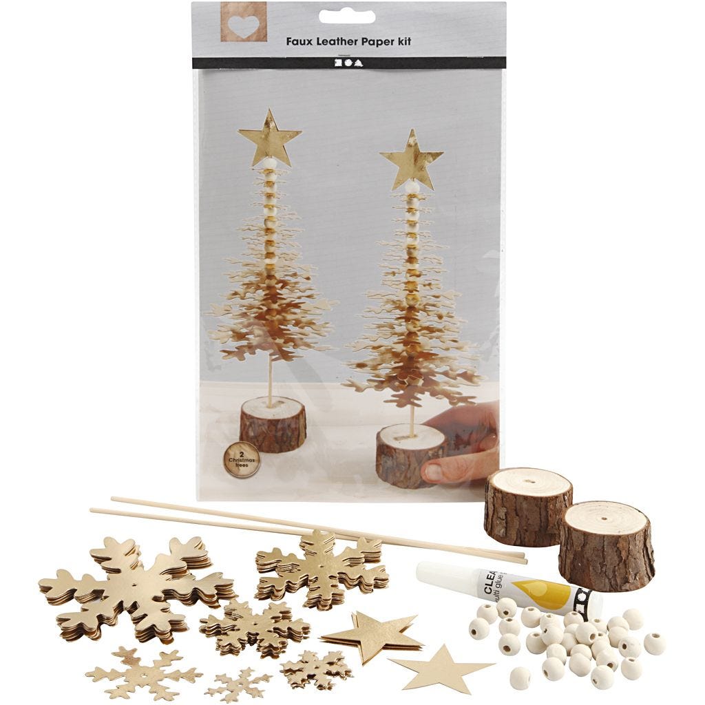 Materialset Weihnachtsbäume Lederpapier Gold, Stärke: 0,55 mm, 1 Set