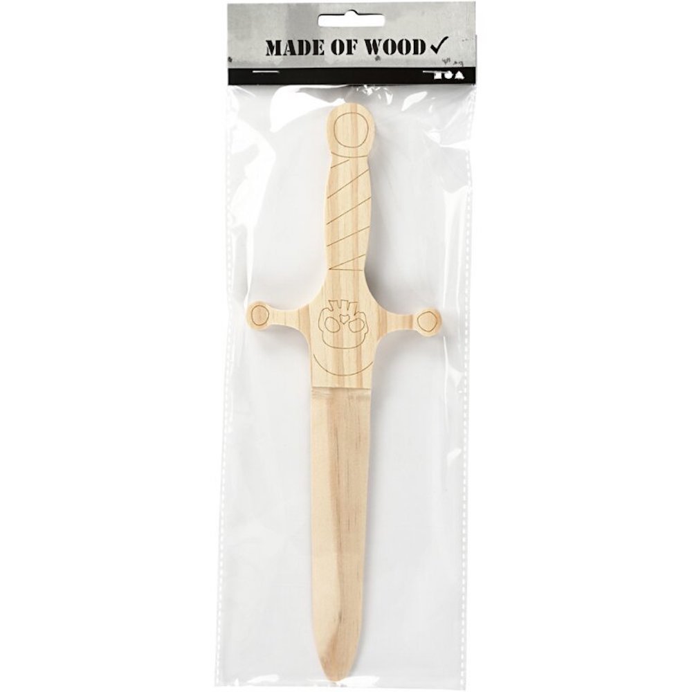 Holz Schwert, L 28 cm, H 9,5 cm, Kiefernholz, 1Stck, Stärke: 1,2 cm