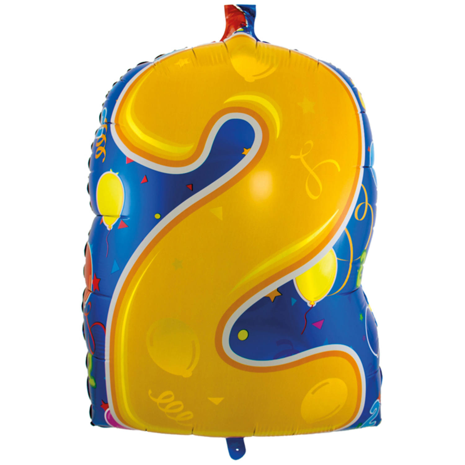 Folienballon  Zahl 2  - gelb/blau - 56cm (Unverpackt)