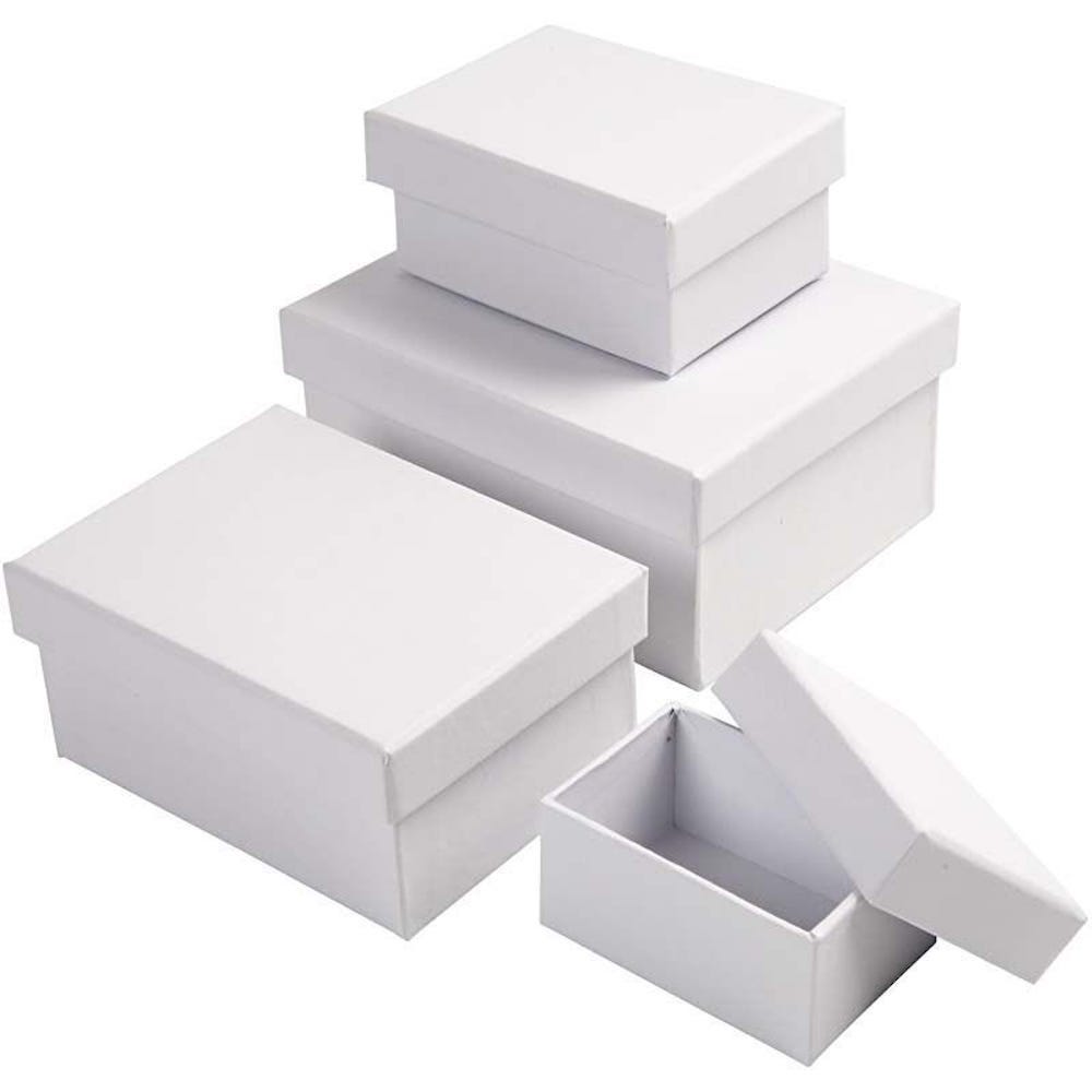 Rechteckige Boxen, Weiß, 3 Stück/Set, 8,5-11,5cm