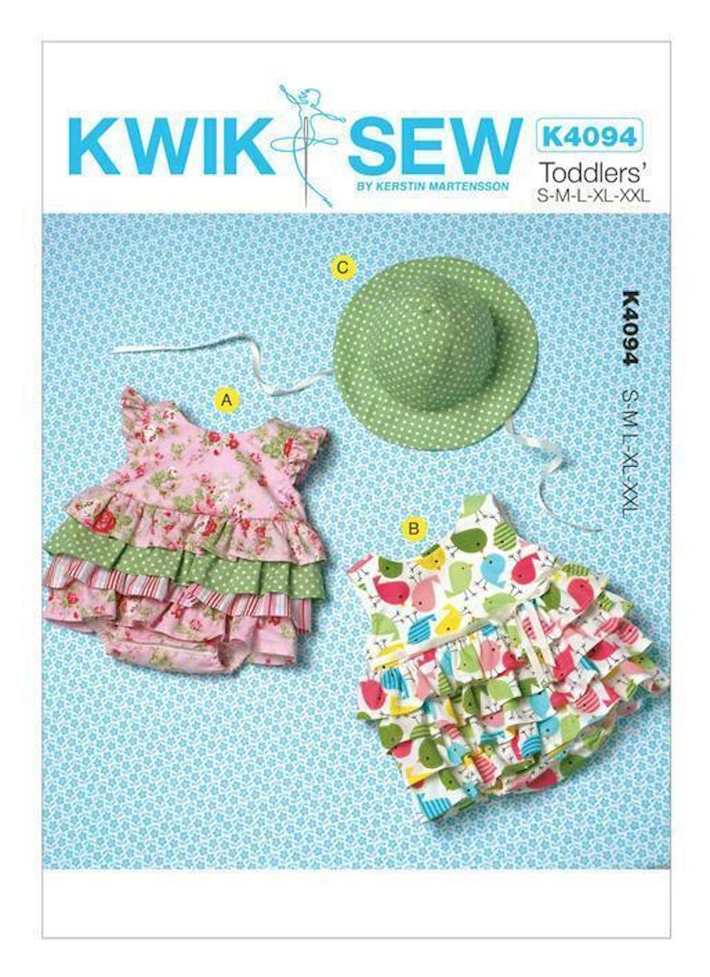 KwikSew® Papierschnittmuster Baby Romper & Hut K4094, Größe 0-24 Monate
