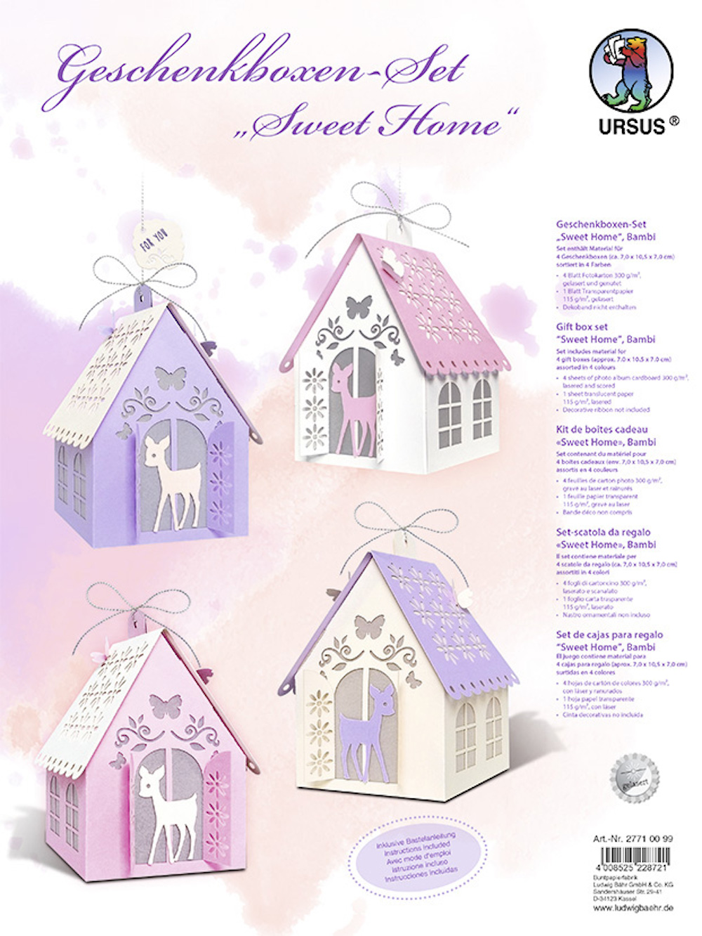 Geschenkboxen & Deko-Set "Sweet Home" Bambi